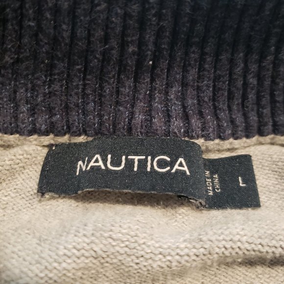 Nautica 1/4 Zip Long Sleeve Sweater Embroidered Logo Gray Men's Large Pre-owned - Picture 4 of 7